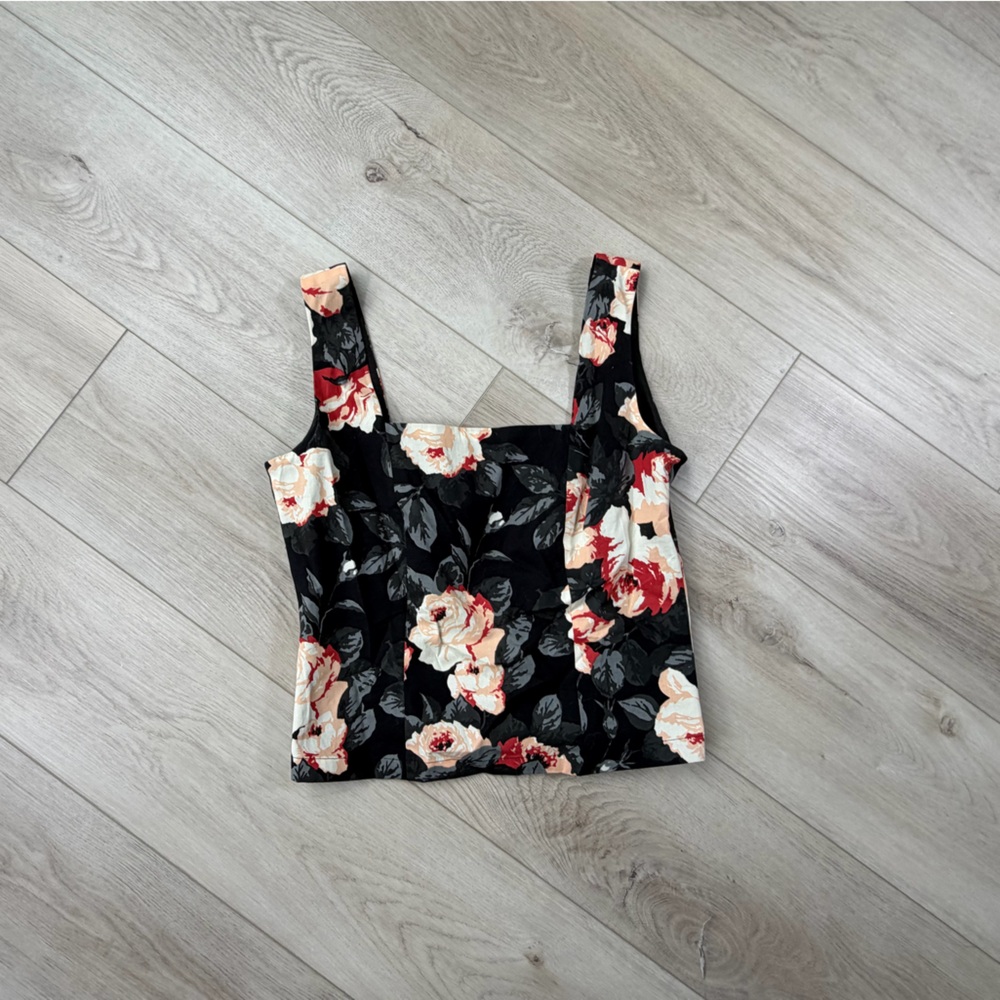Corines by Claudia Sträter Floral Sleeveless Top Size 36 Black Women’s Blouse
